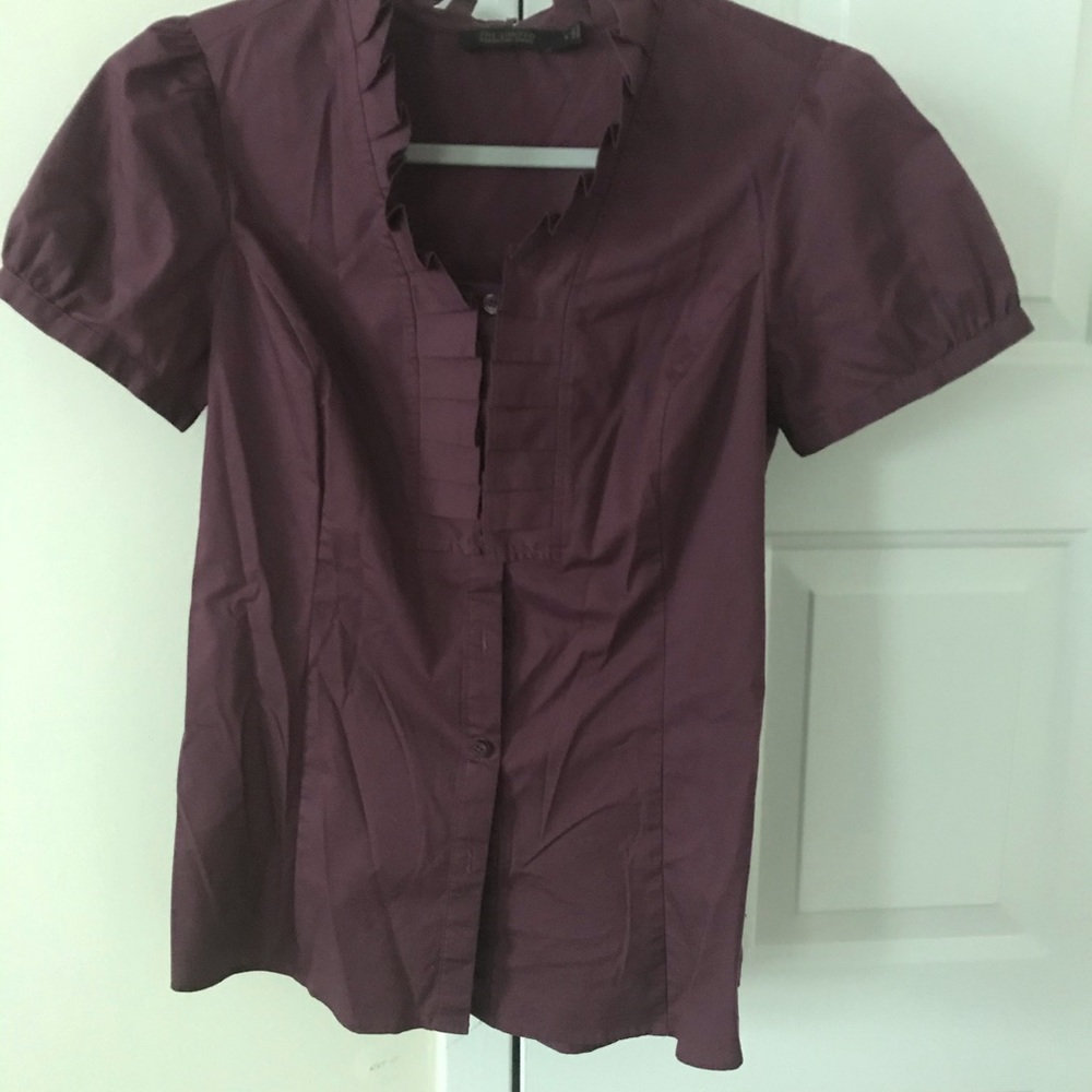 The Limited Burgundy Cap Sleeve Button Down